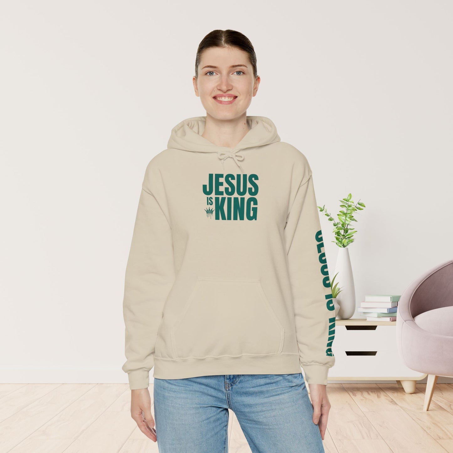 Jesus is King Hoodie - Revelation 19:16 Bible Verse Christian Hoodie