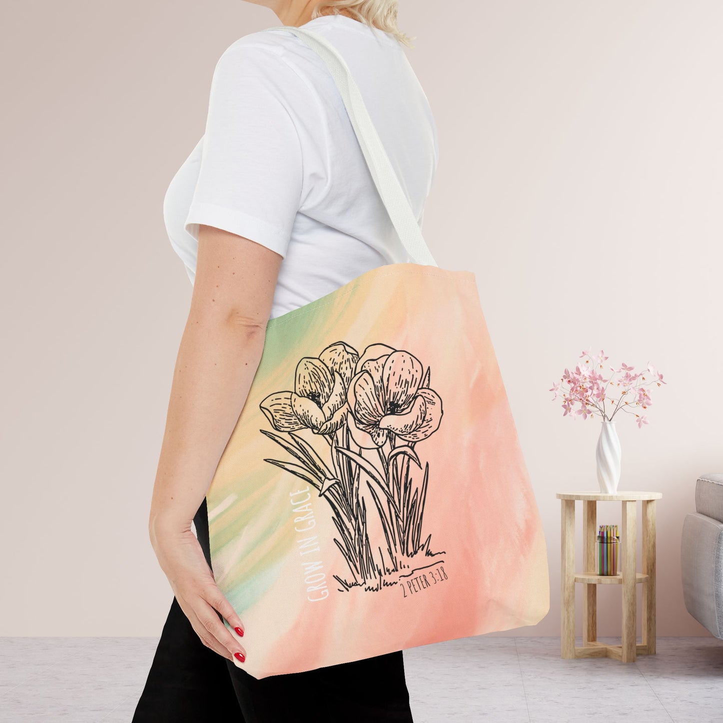 Grow in Grace Tote Bag - Christian Tote Bag