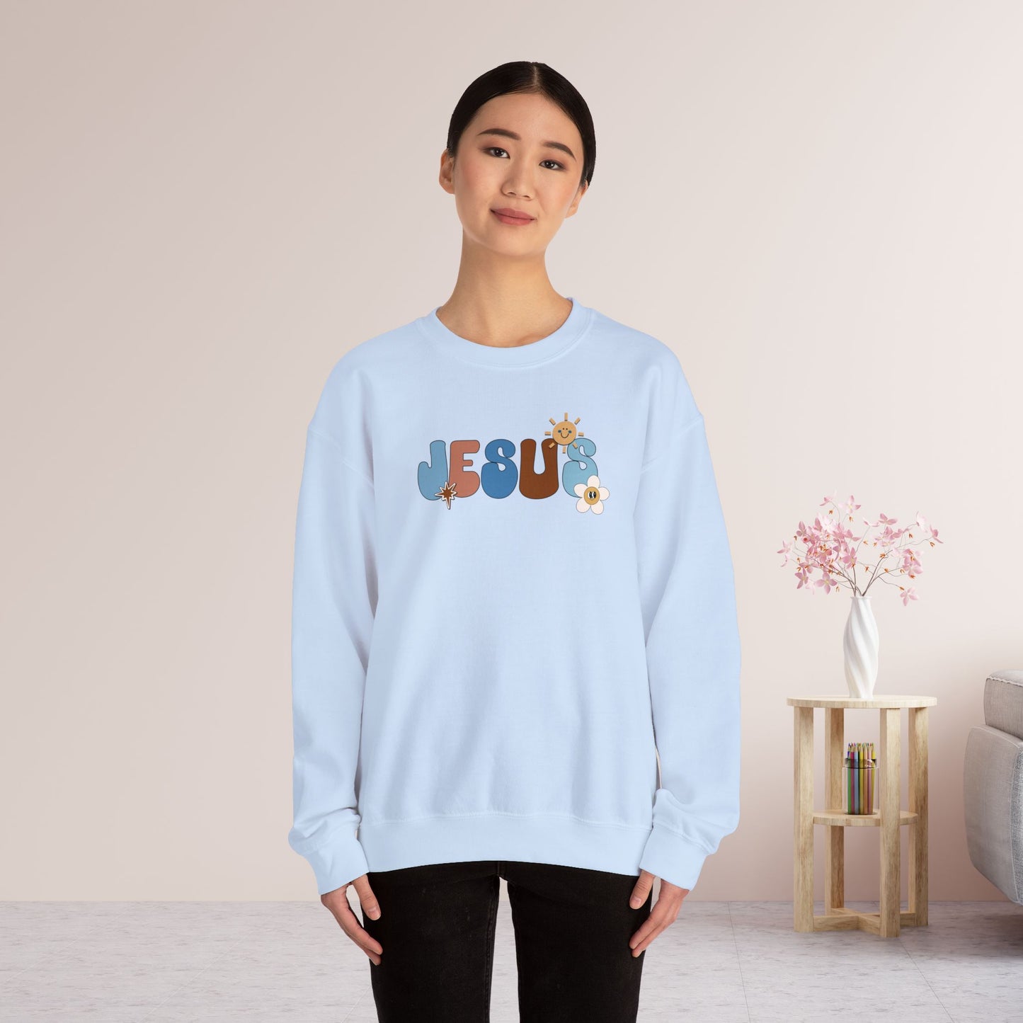 Blue Jesus is the Way John 14:6 Bible Verse Christian Sweatshirt