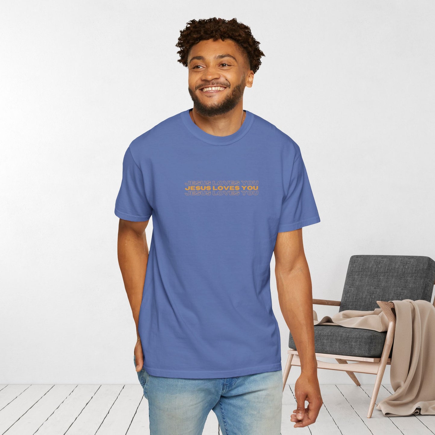 Comfort Colors Men's Jesus Loves You Bible Verse Shirt