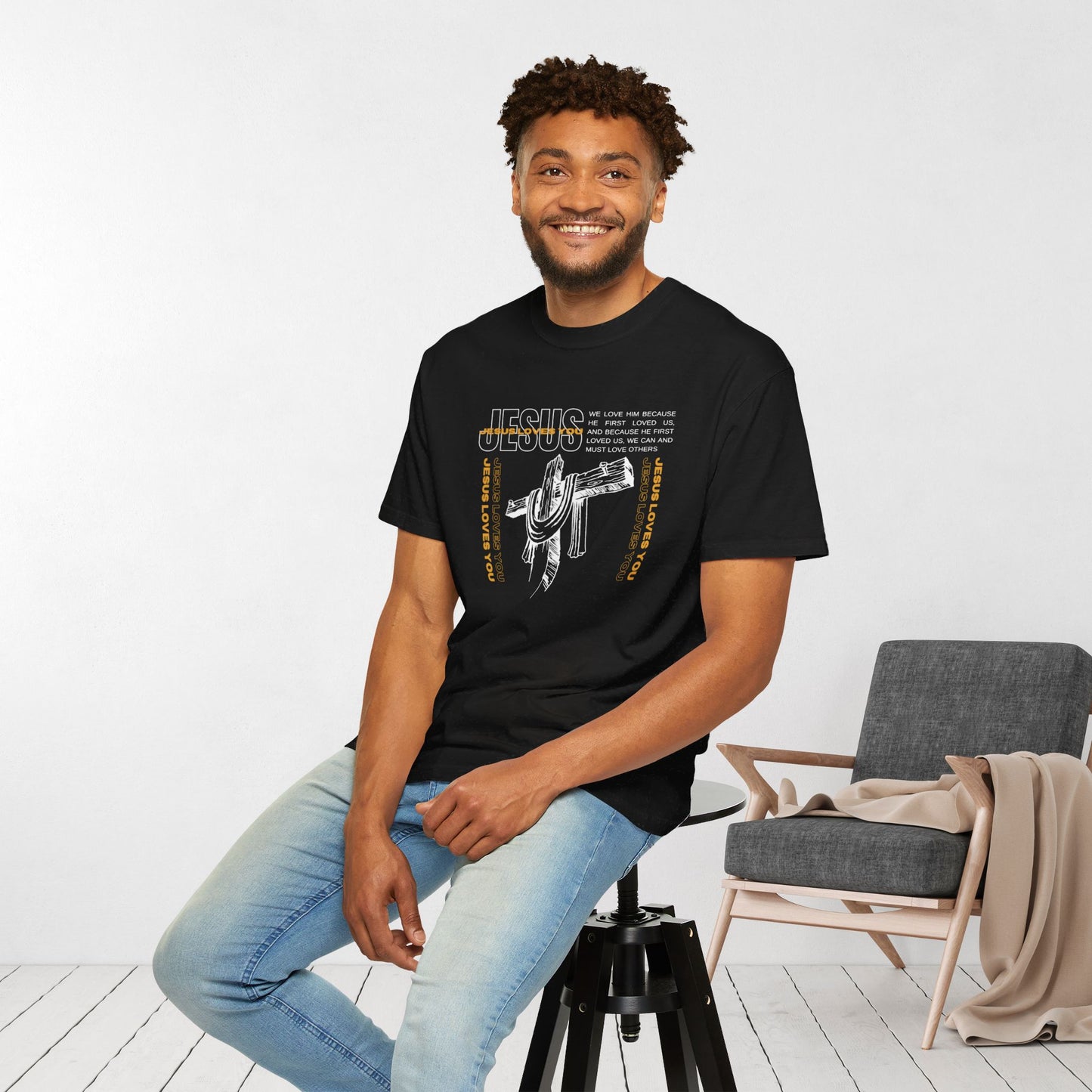 Comfort Colors Trendy Men's Jesus Loves You Shirt