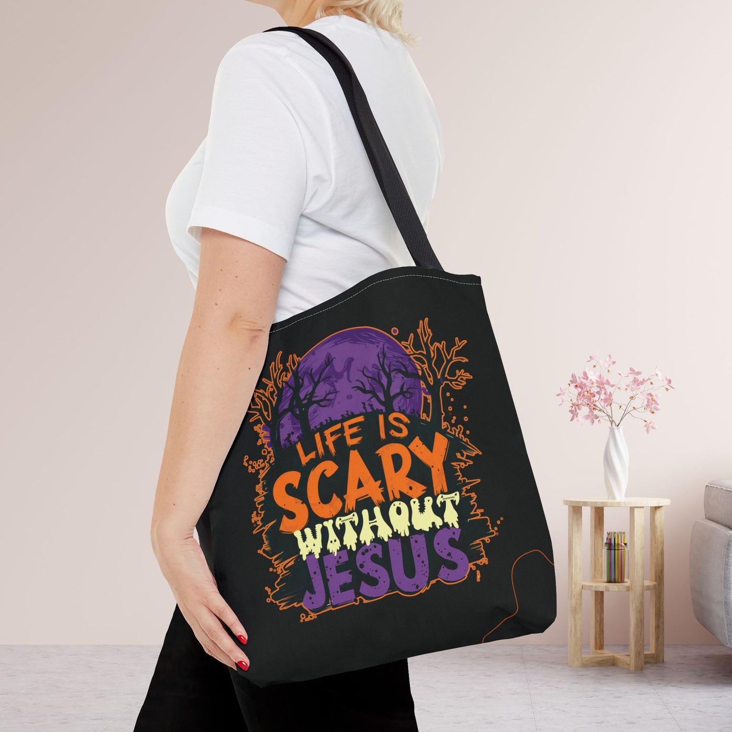 Life Is Scary Without Jesus Bag - Christian Tote Bag