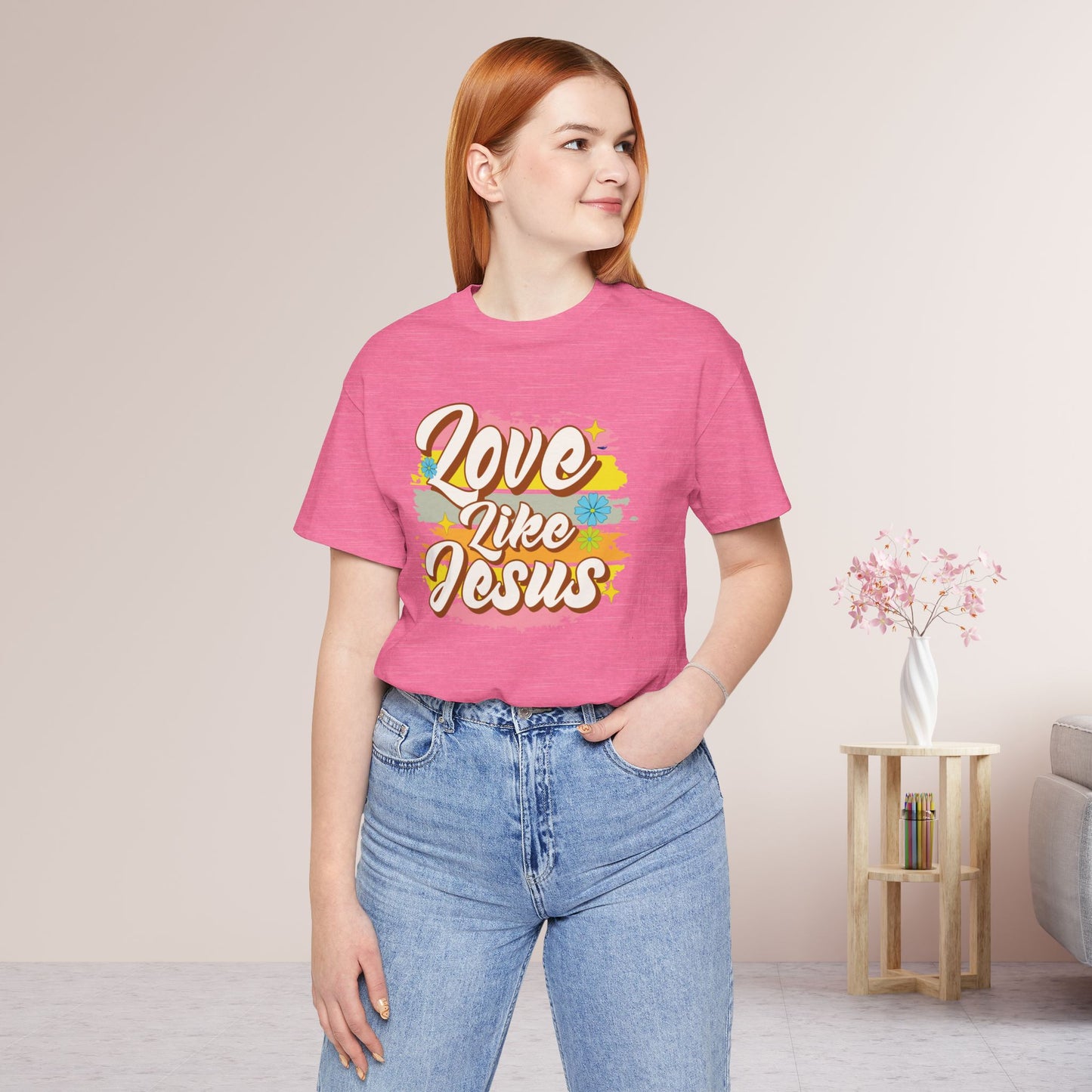 Groovy Love Like Jesus Soft Cotton Tee - Christian Shirt