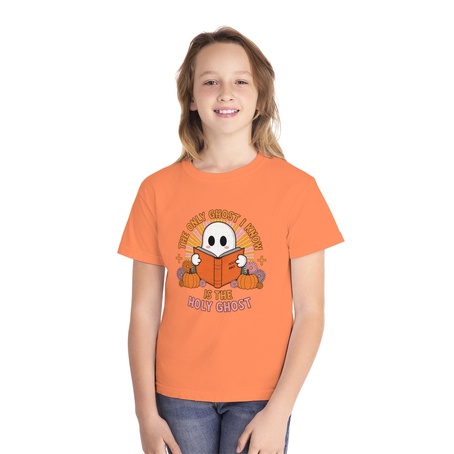 The Only Ghost I Know Is The Holy Ghost Comfort Colors Youth Christian Tee