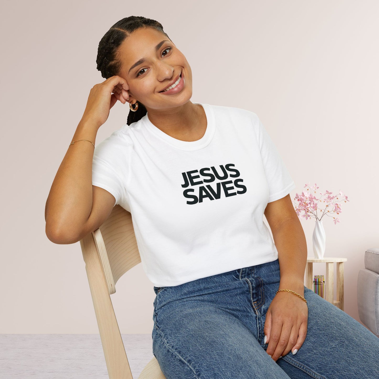 Unisex Jesus Saves Softstyle T-shirt - Acts 4:12 Bible Verse Christian Shirt