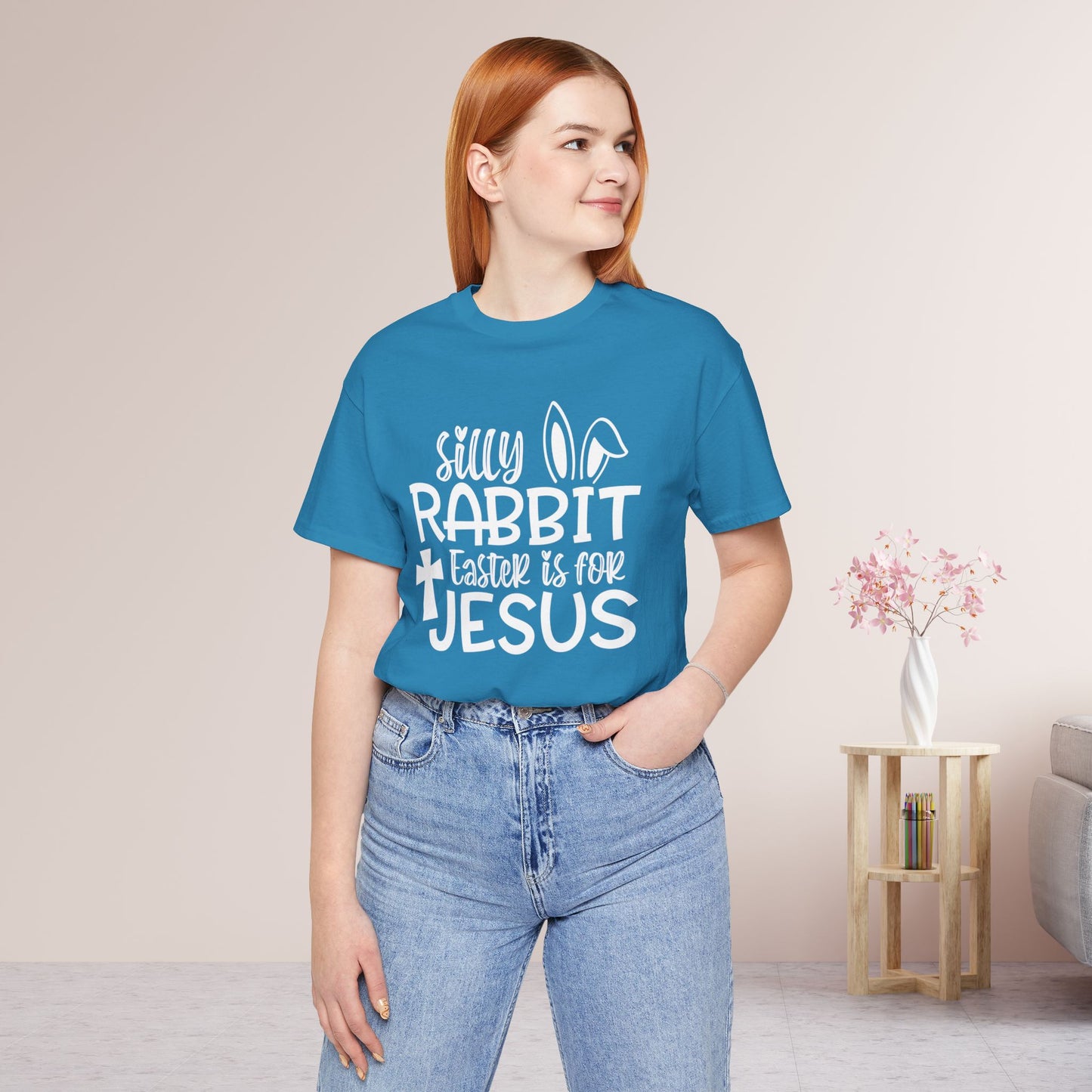 Silly Rabbit Easter is for Jesus Christian Soft Cotton Tee