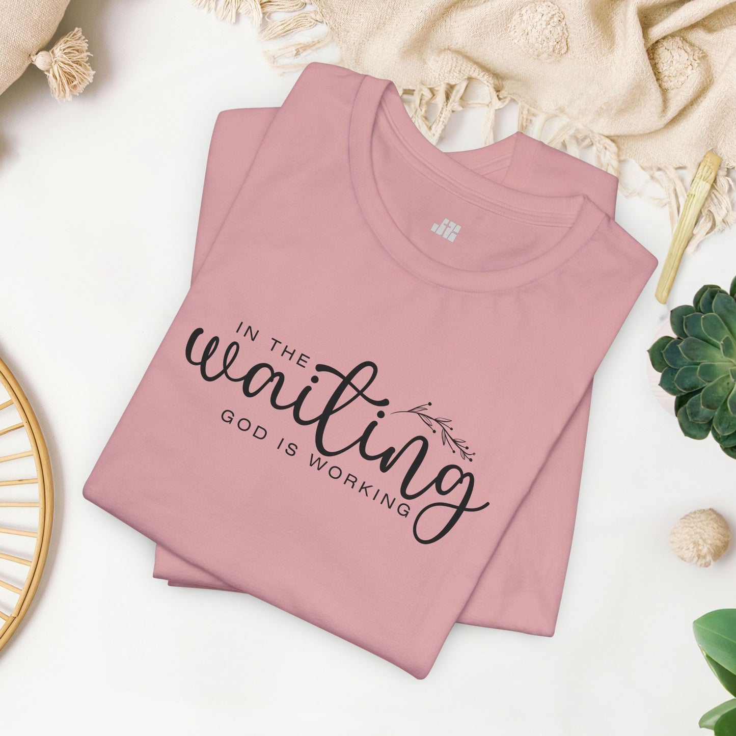 In the Waiting God is Working Christian Soft Cotton Tee