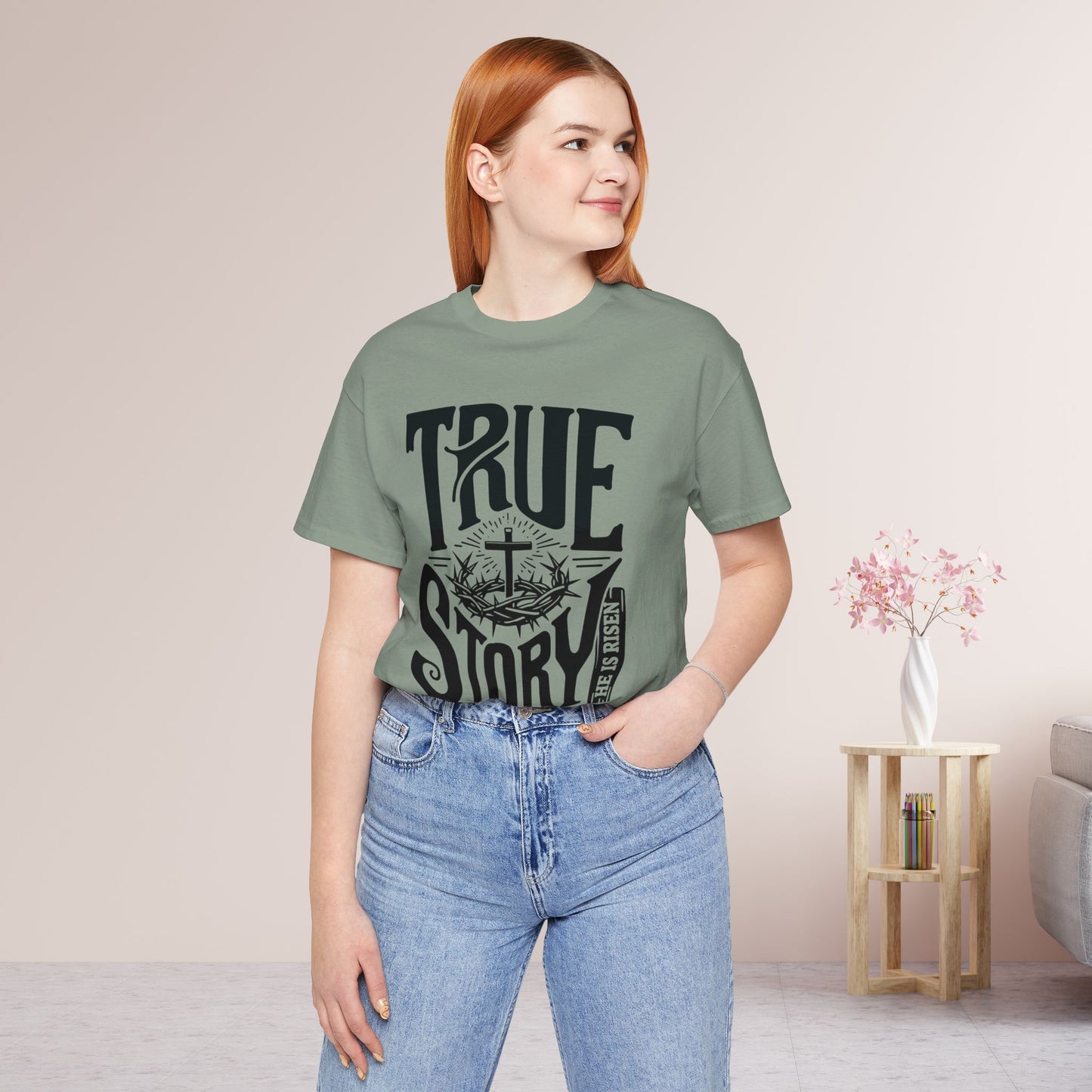 True Story He is Risen Christian Soft Cotton Tee - Easter Shirt