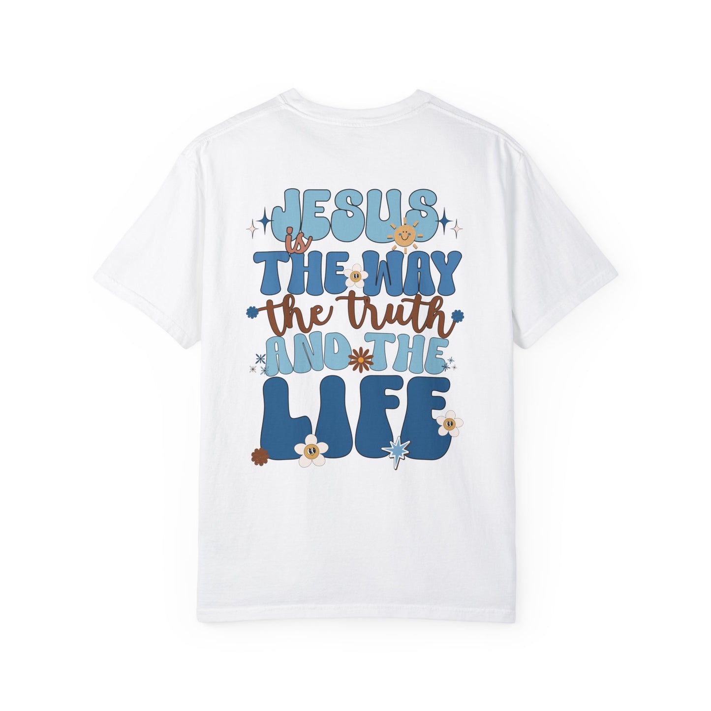 Comfort Colors Blue Jesus is the Way John 14:6 Bible Verse Christian Shirt