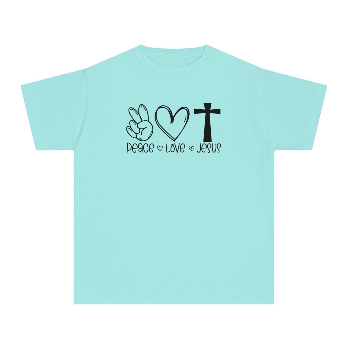 Peace Love Jesus Comfort Colors Youth Christian Tee