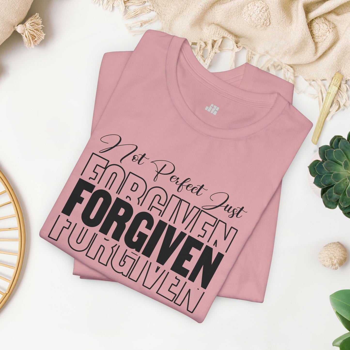 Not Perfect Just Forgiven Christian Soft Cotton Tee