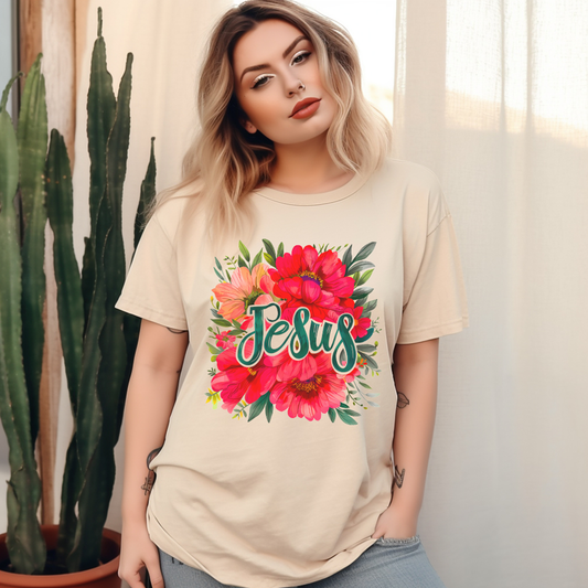 Women's Comfort Colors Floral Jesus Tee