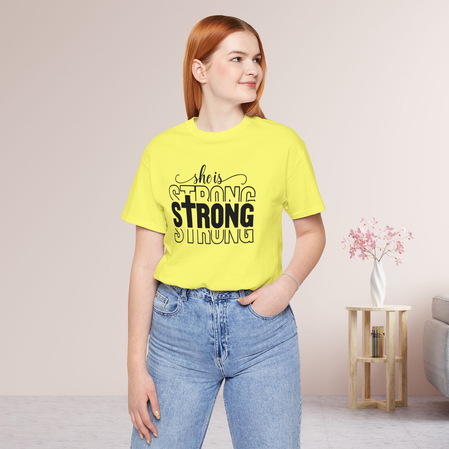 She is Strong Christian Soft Cotton Tee