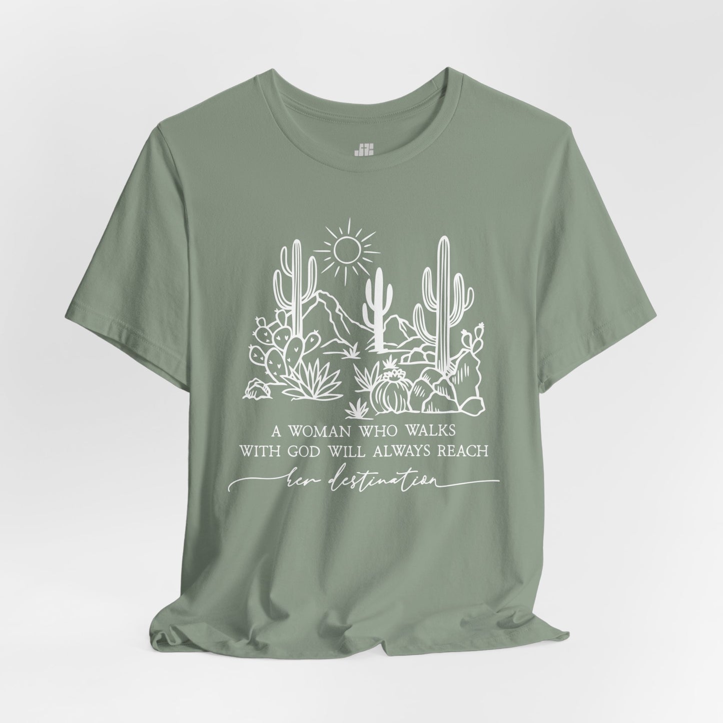 A Woman Who Walks With God Will Always Reach Her Destination Soft Cotton Tee - Christian Tee