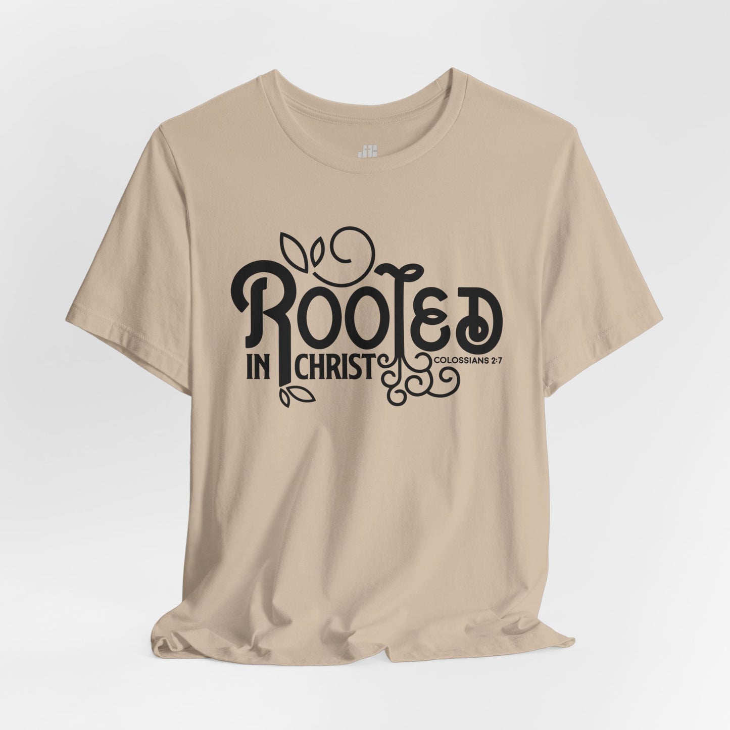 Rooted in Christ Soft Cotton Tee - Bible Verse Christian T-shirt