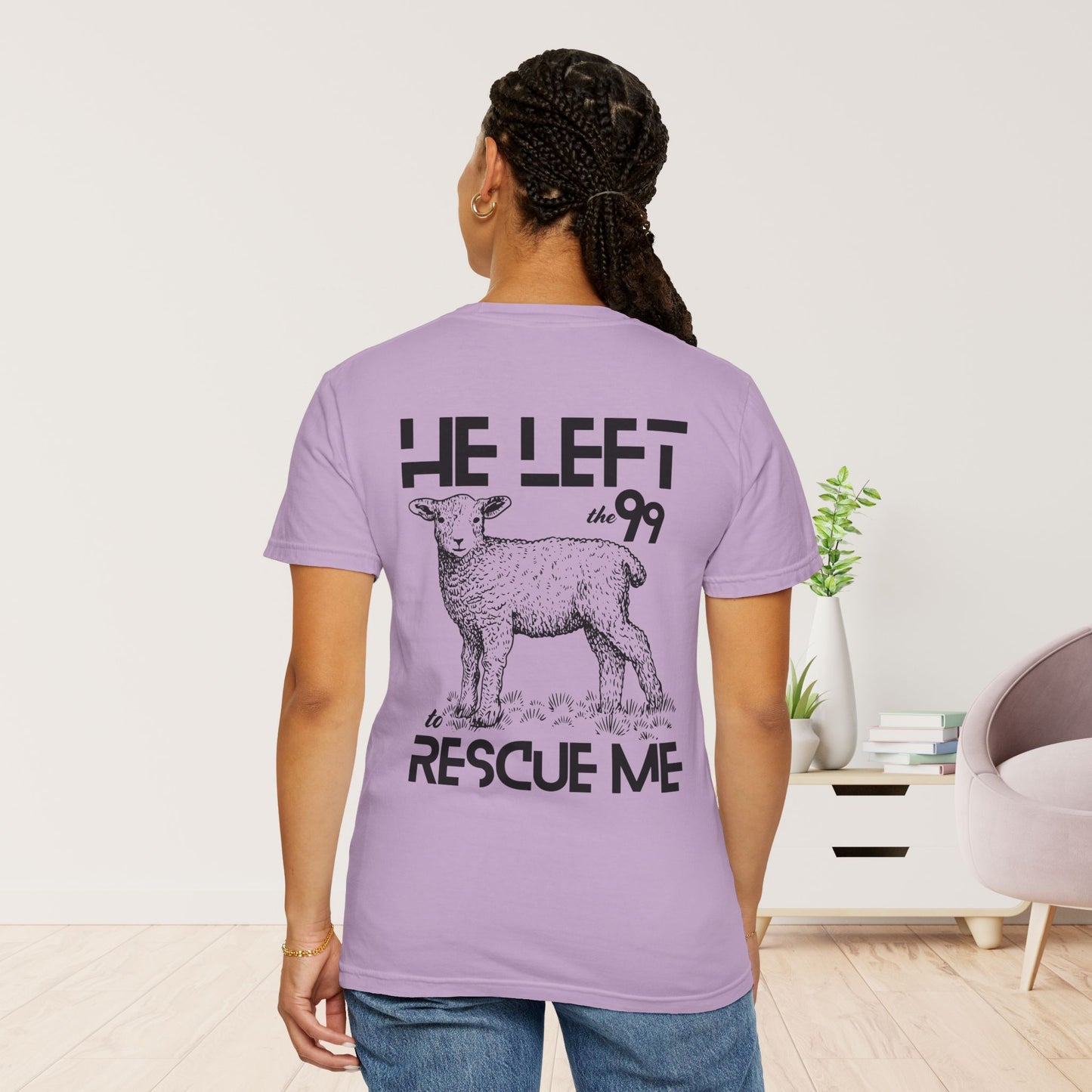 Rescued T-shirt - He Left The 99 to Rescue Me Comfort Colors Christian Shirt