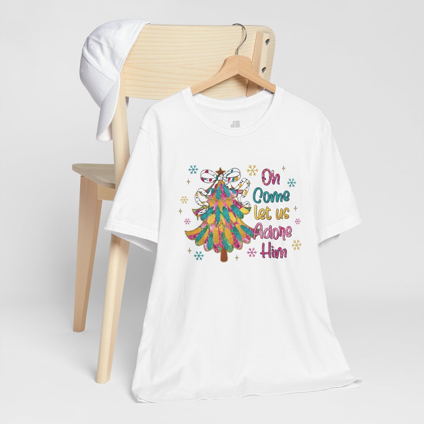 Oh Come Let Us Adore Him Soft Cotton Tee - Holiday Christian Shirt