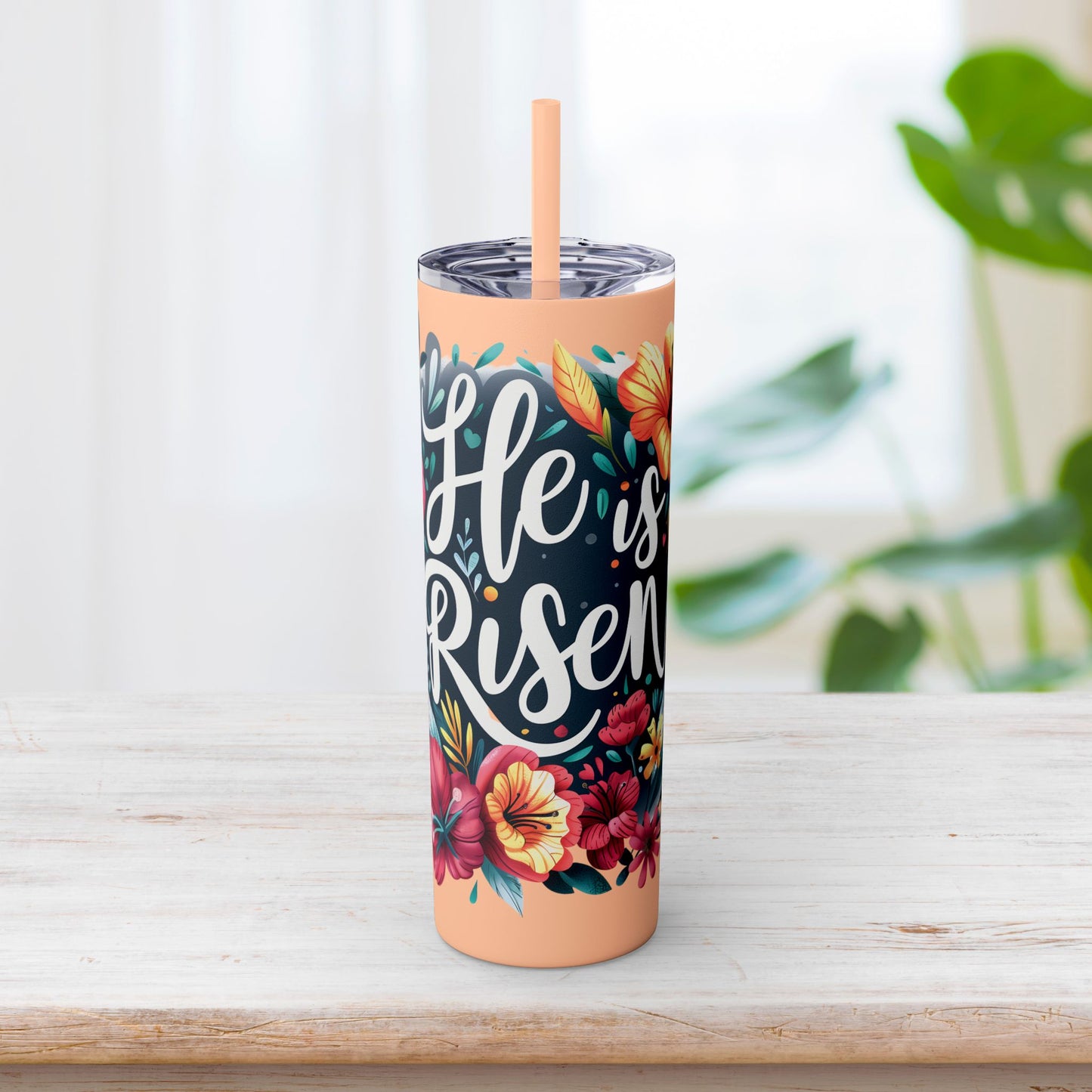 He is Risen Skinny Tumbler with Straw - 20oz