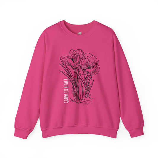 Spring Grow in Grace Sweatshirt - Bible Verse Crewneck Pullover