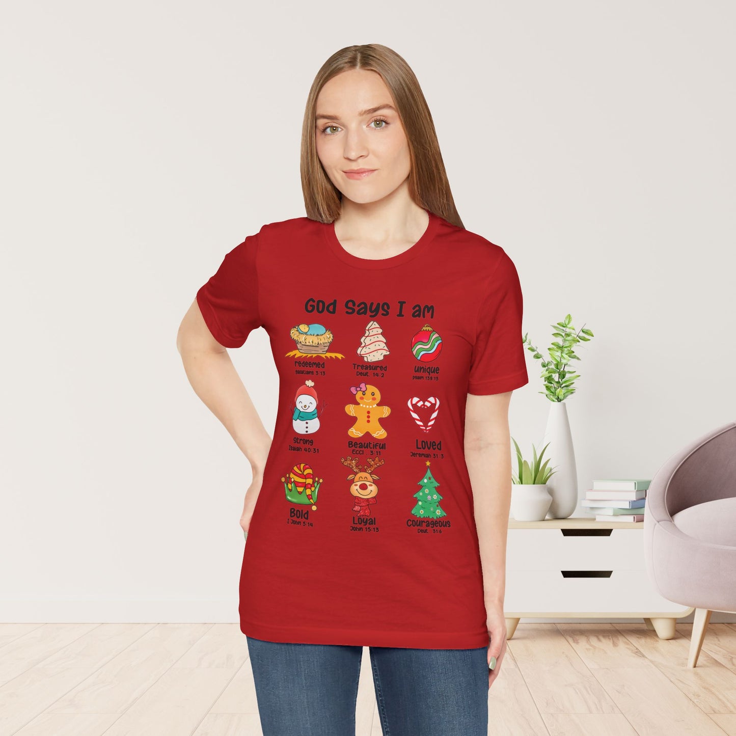 God Says I Am... Soft Cotton Tee - Christian Christmas Shirt