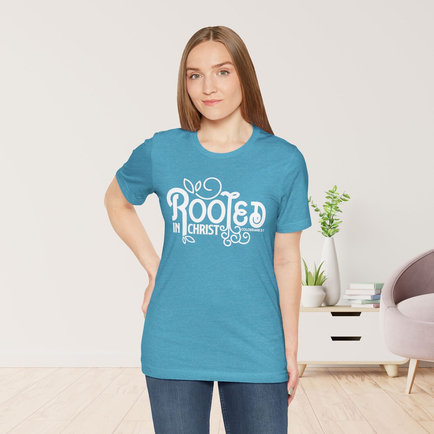 Rooted in Christ Shirt - Bible Verse Christian Soft Cotton Tee