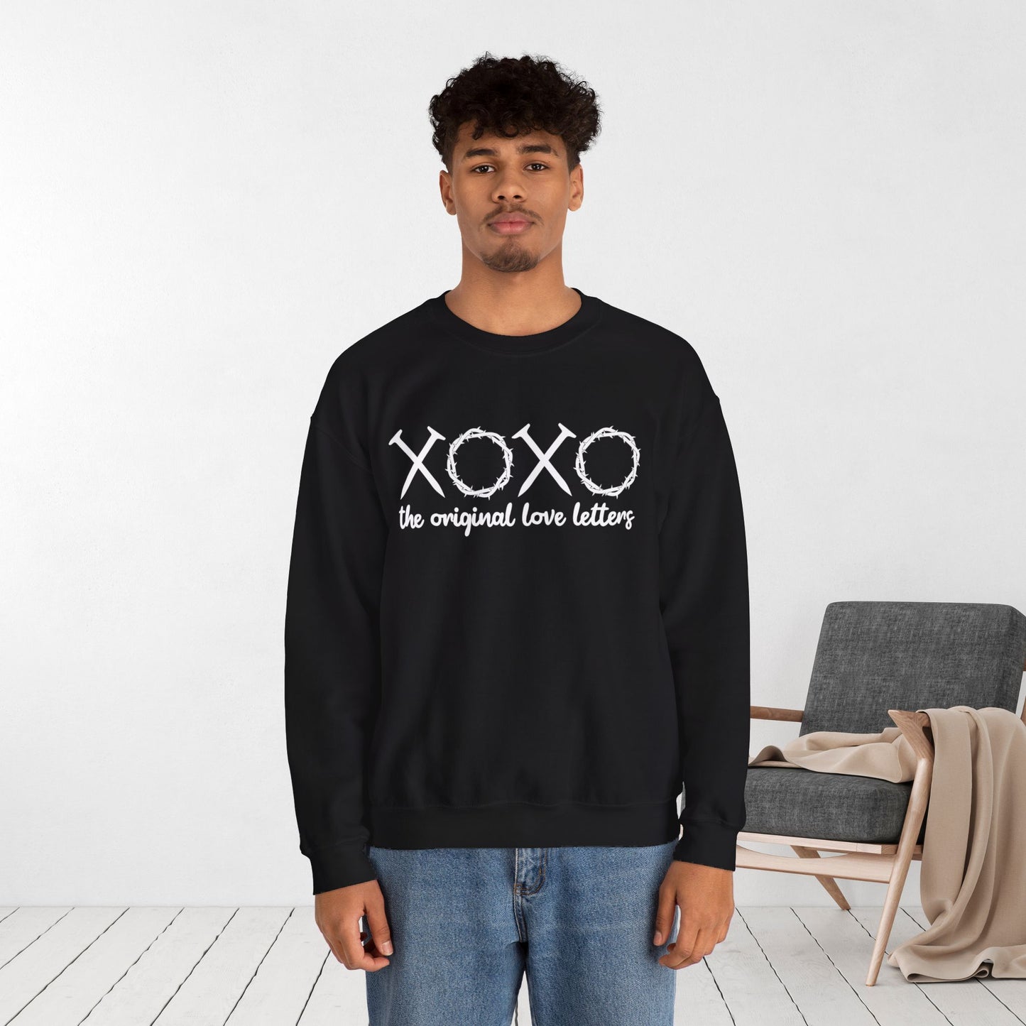 XOXO The Original Love Letters Bible Verse Romans 5:8 Sweatshirt