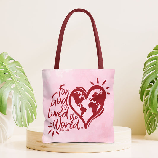 For God So Loved The World John 3:16 Tote Bag - Christian Tote Bag - 16"