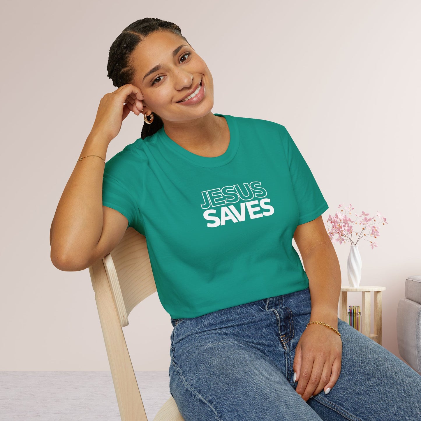 Unisex Jesus Saves Softstyle T-shirt - Acts 4:12 Bible Verse Christian T-shirt