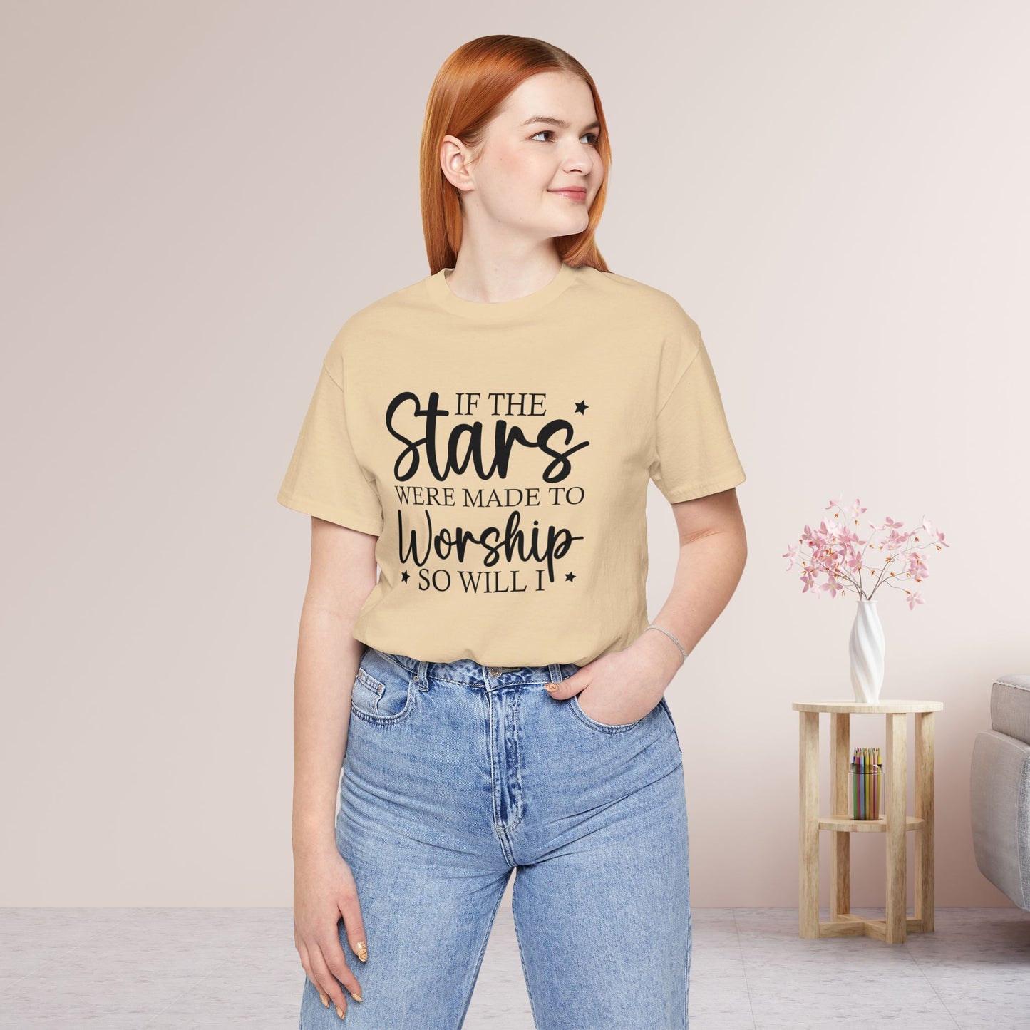 If The Stars Were Made To Worship So Will I Soft Cotton Tee - Christian Tee