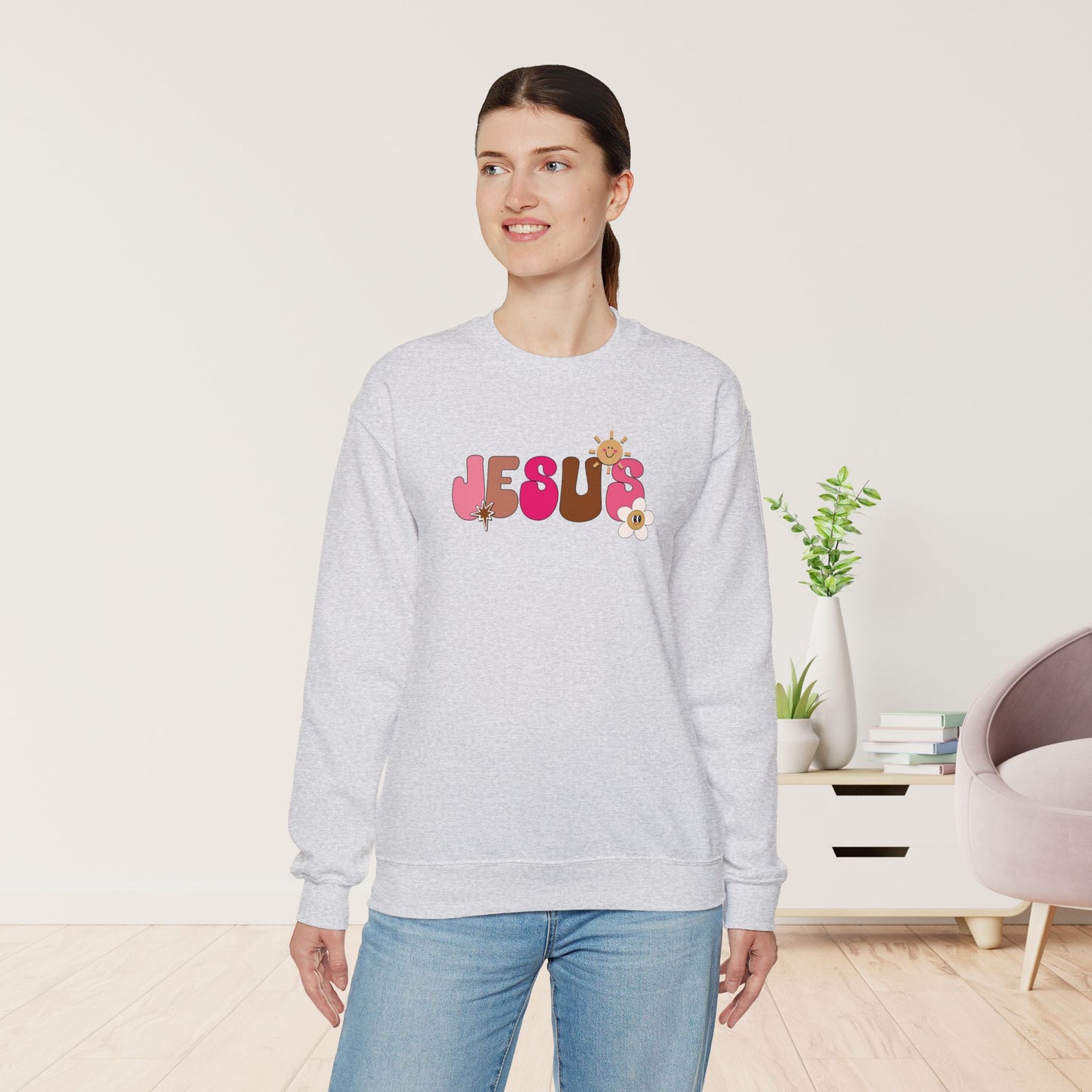 Pink Jesus is the Way John 14:6 Bible Verse Christian Sweatshirt