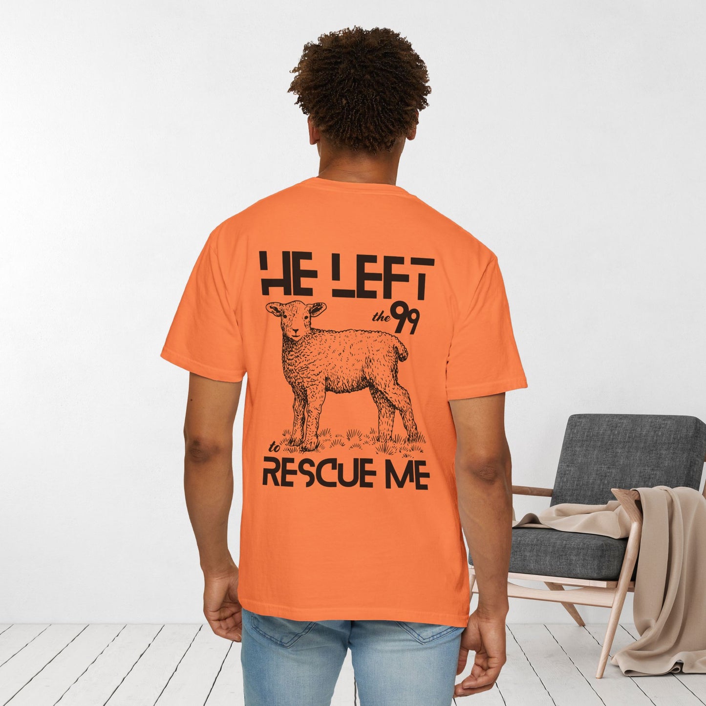 Rescued T-shirt - He Left The 99 to Rescue Me Comfort Colors Christian Shirt