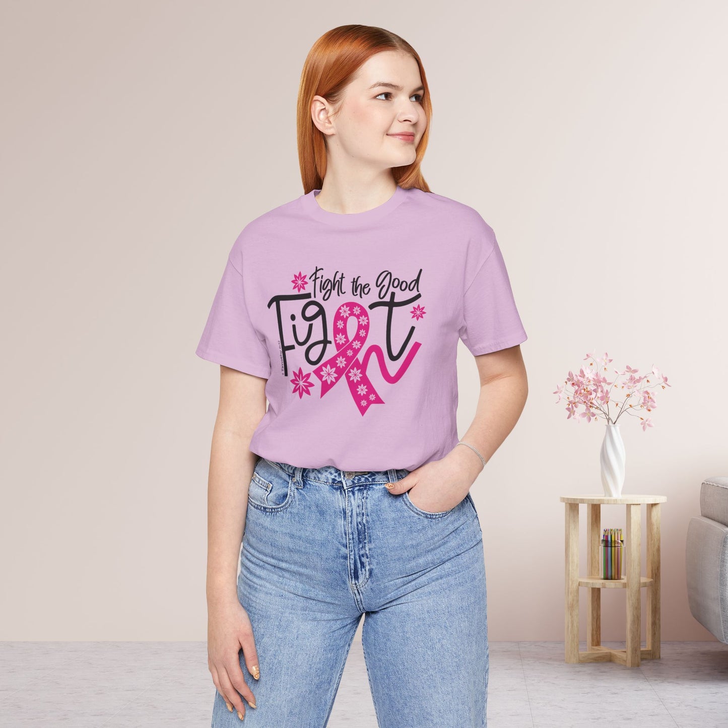 Fight The Good Fight Soft Cotton Tee - Christian Cancer Awareness Shirt