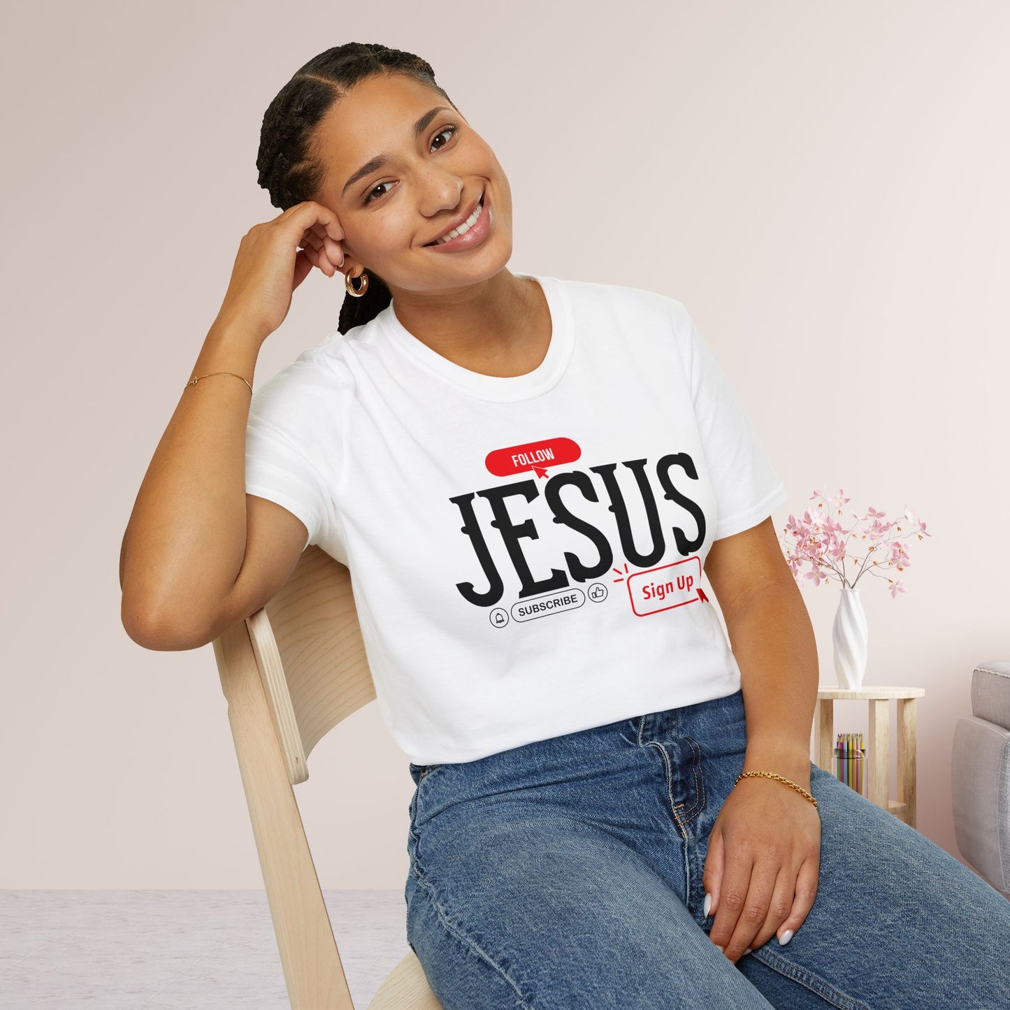 Unisex Follow Jesus Softstyle T-shirt - Trendy  Christian Tee