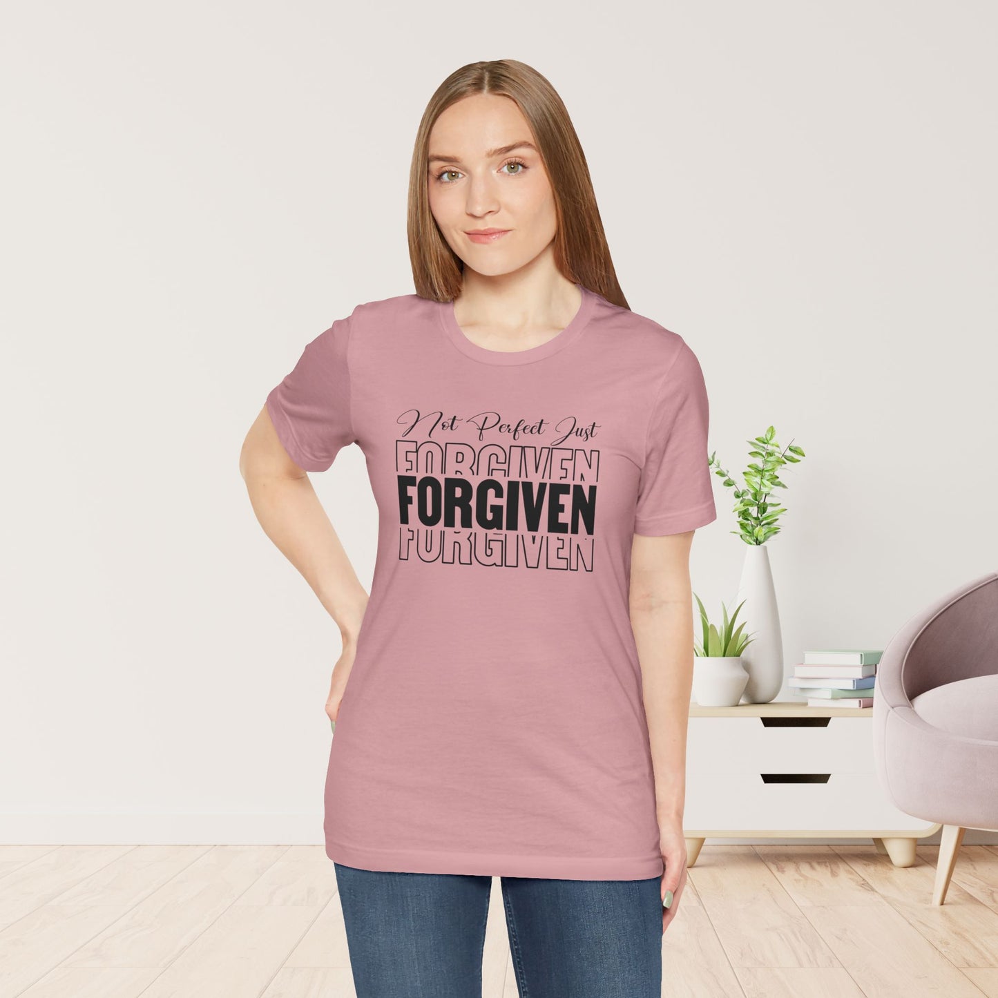 Not Perfect Just Forgiven Christian Soft Cotton Tee