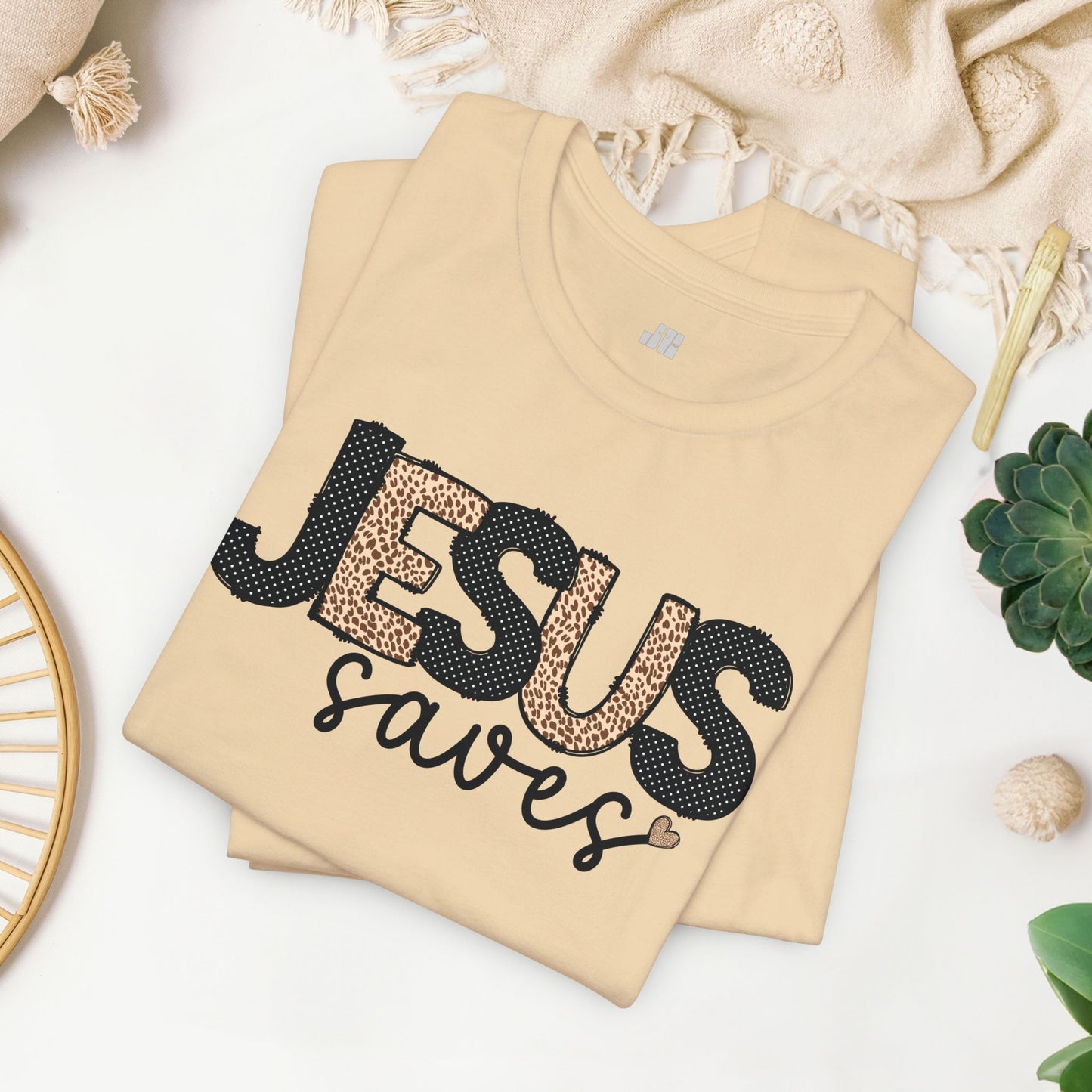 Jesus Saves Soft Cotton Tee - Christian Shirt