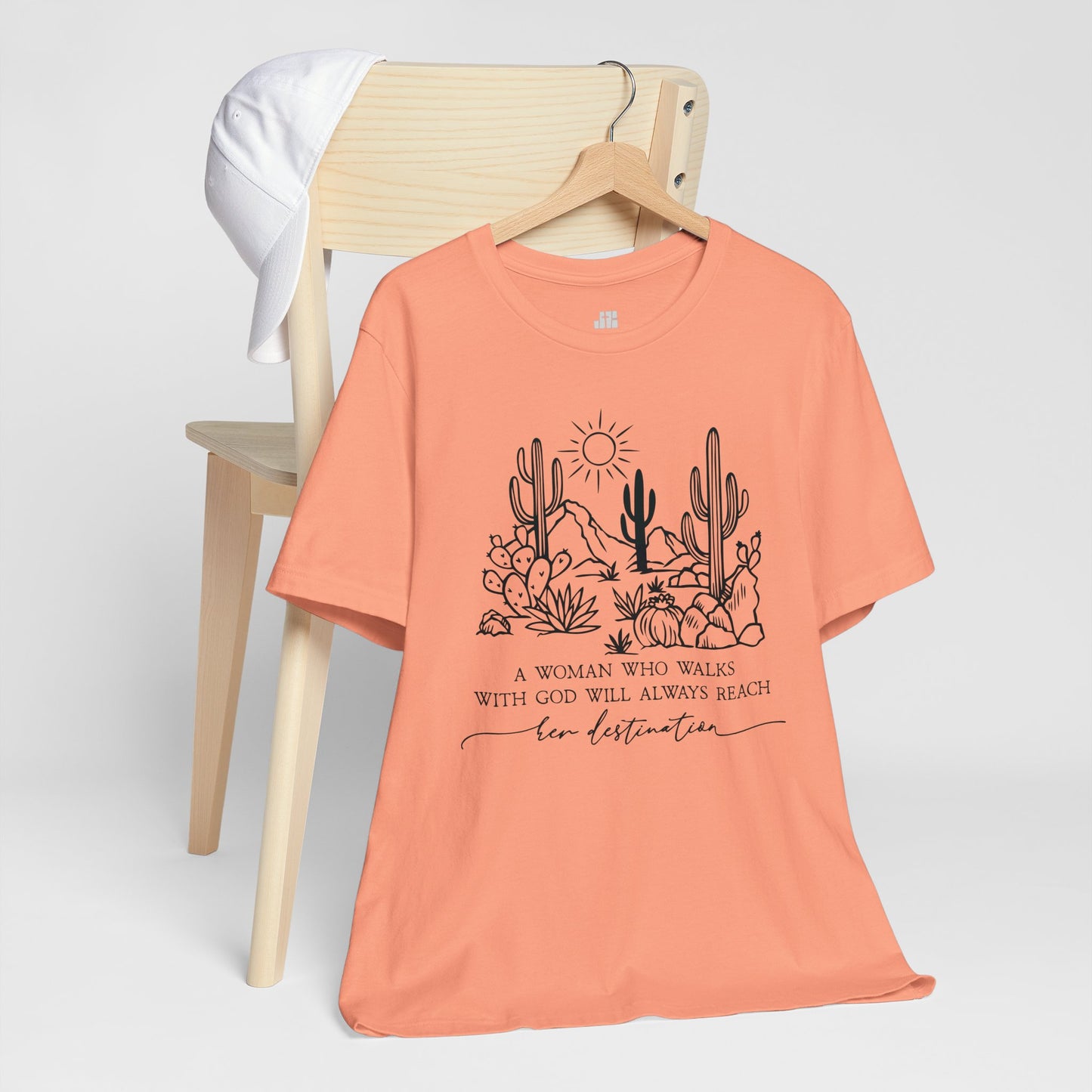 A Woman Who Walks With God Will Always Reach Her Destination Soft Cotton Tee - Christian T-shirt