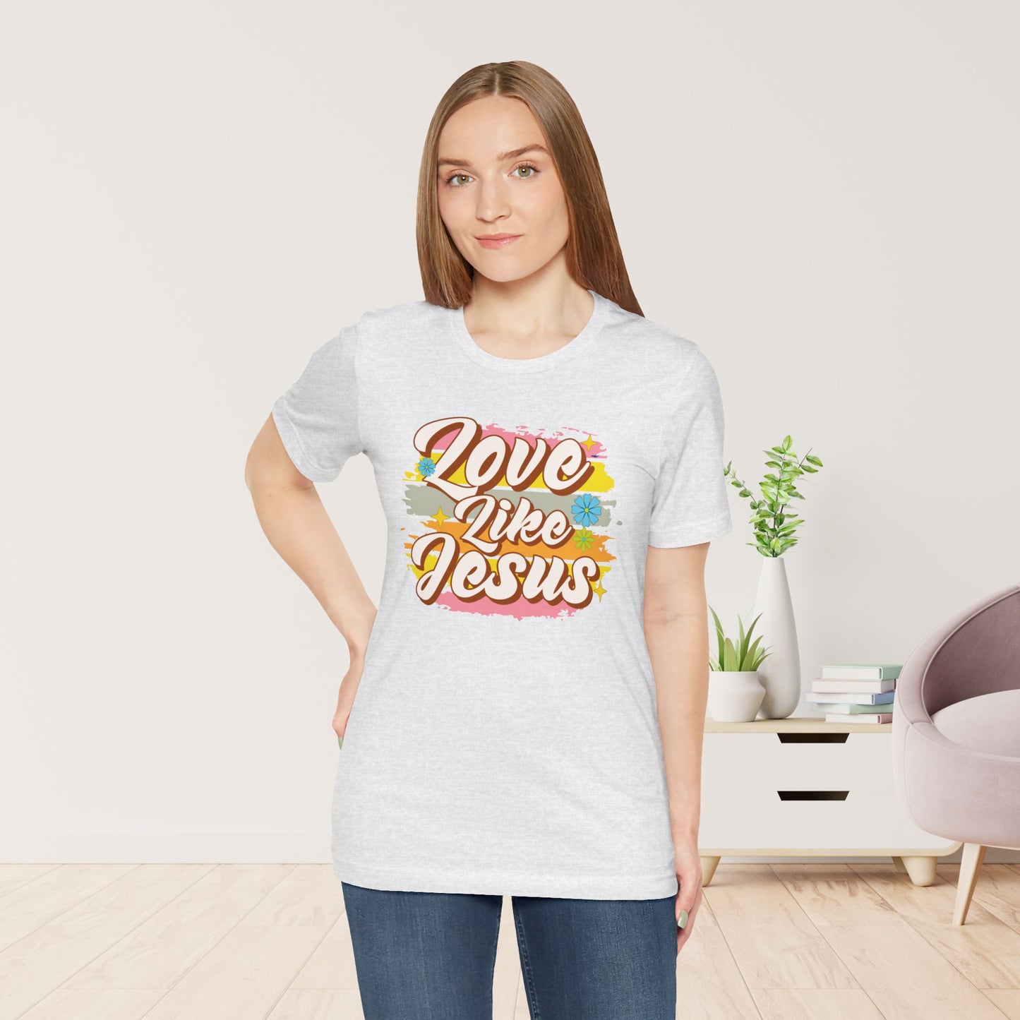 Groovy Love Like Jesus Soft Cotton Tee - Christian Shirt