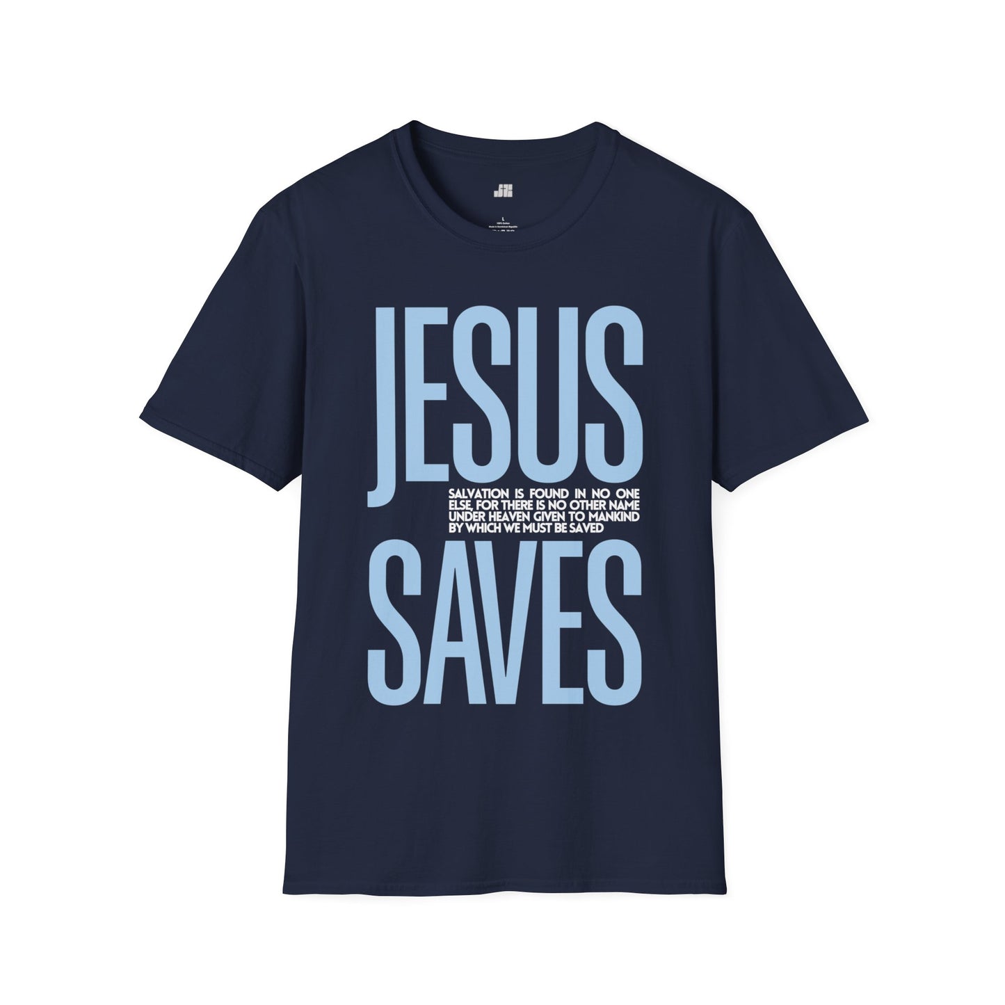 Trendy Jesus Saves Softstyle T-shirt - Acts 4:12 Bible Verse Christian T-shirt