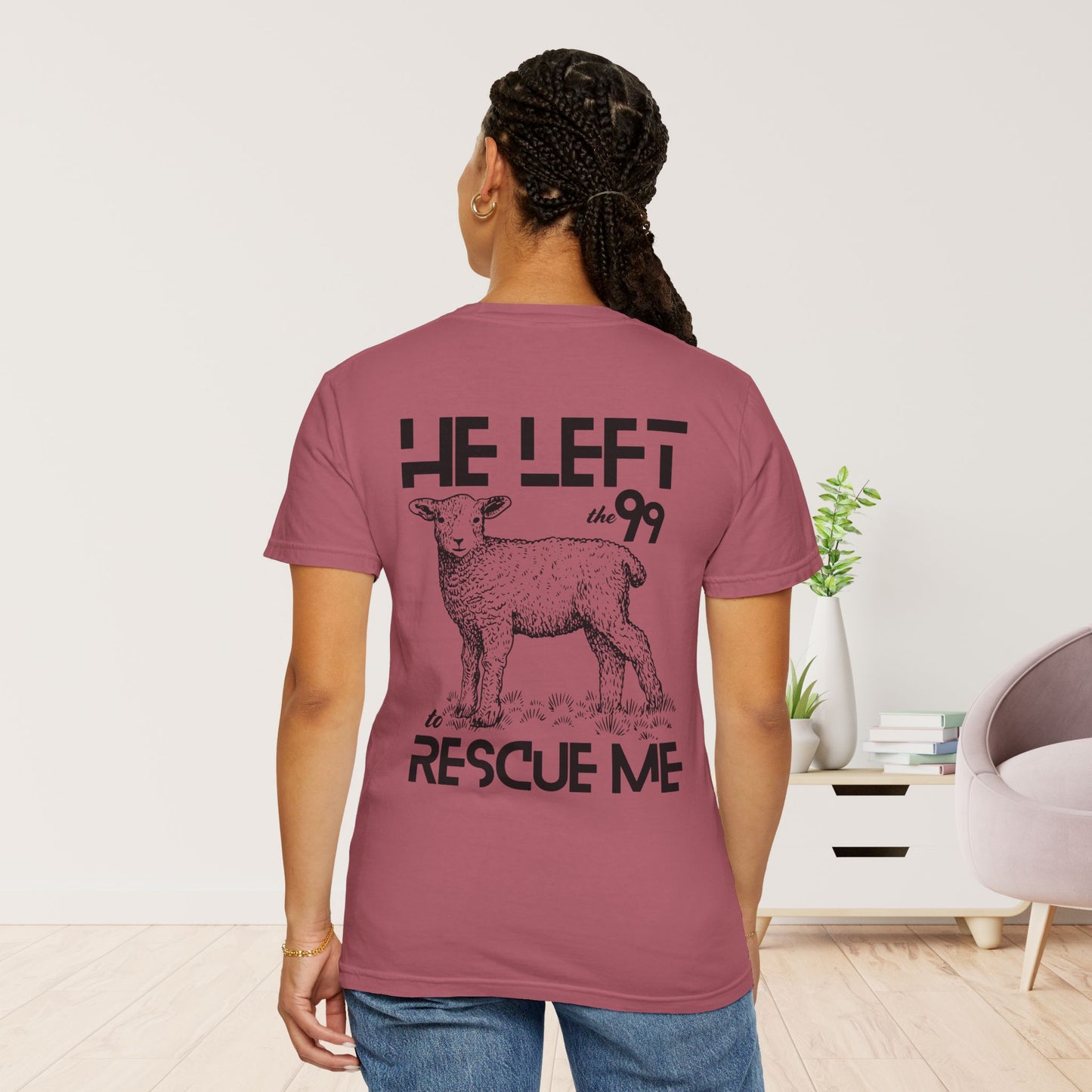 Rescued T-shirt - He Left The 99 to Rescue Me Comfort Colors Christian Shirt