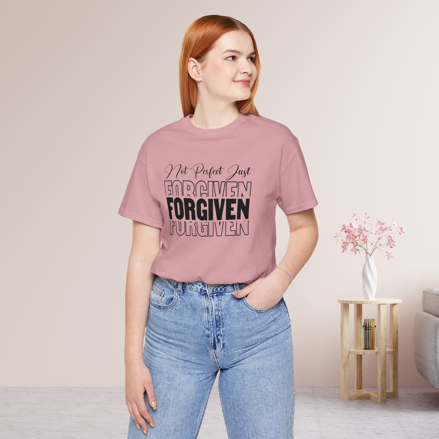 Not Perfect Just Forgiven Christian Soft Cotton Tee