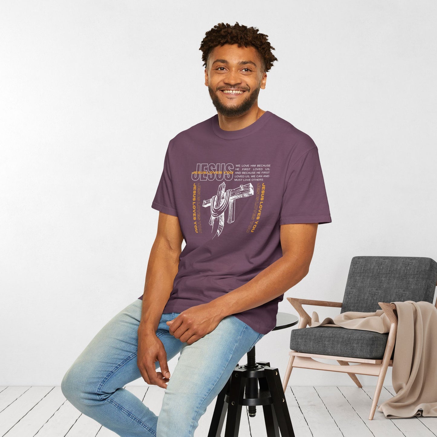 Comfort Colors Trendy Men's Jesus Loves You Shirt