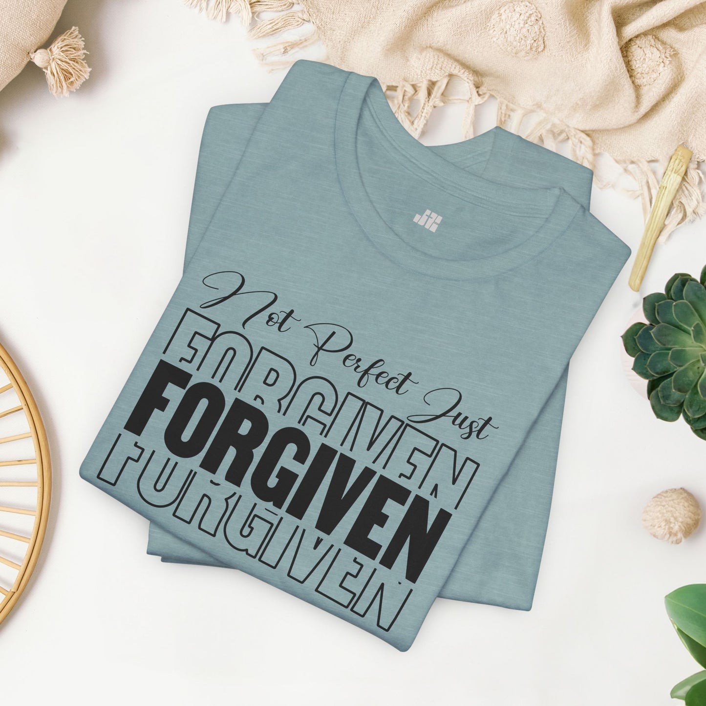 Not Perfect Just Forgiven Christian Soft Cotton Tee