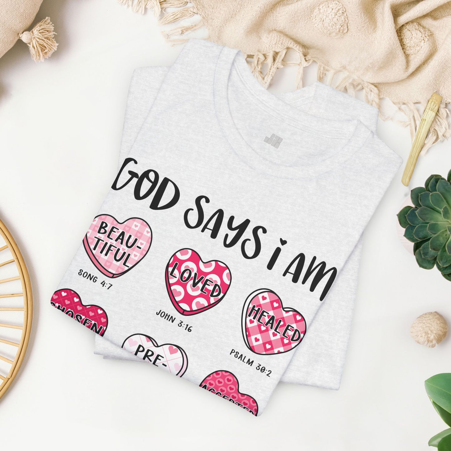 God Says I Am... Soft Cotton Tee - Christian Valentine's Day Tee