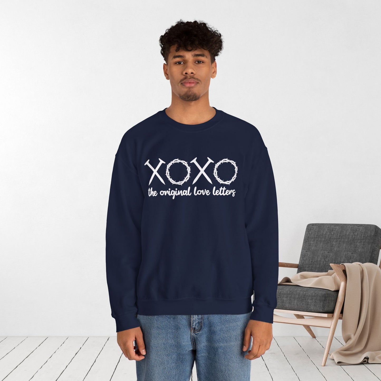 XOXO The Original Love Letters Bible Verse Romans 5:8 Sweatshirt