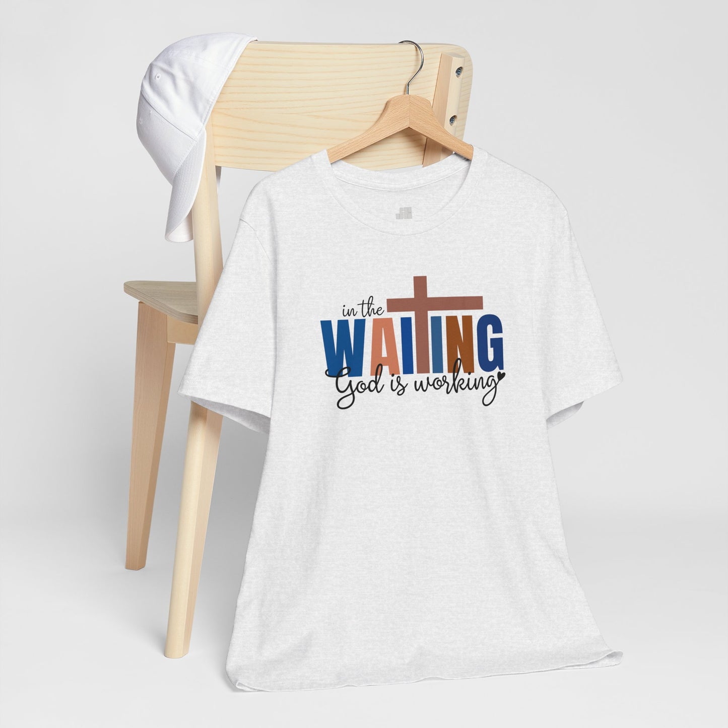 Blue In the Waiting God is Working Christian Soft Cotton Tee