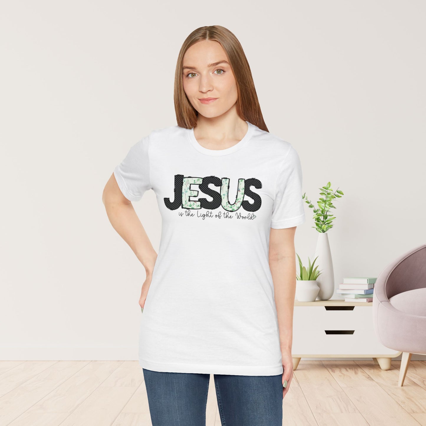 Jesus is the Light of the World Soft Cotton Tee - Christian Shirt