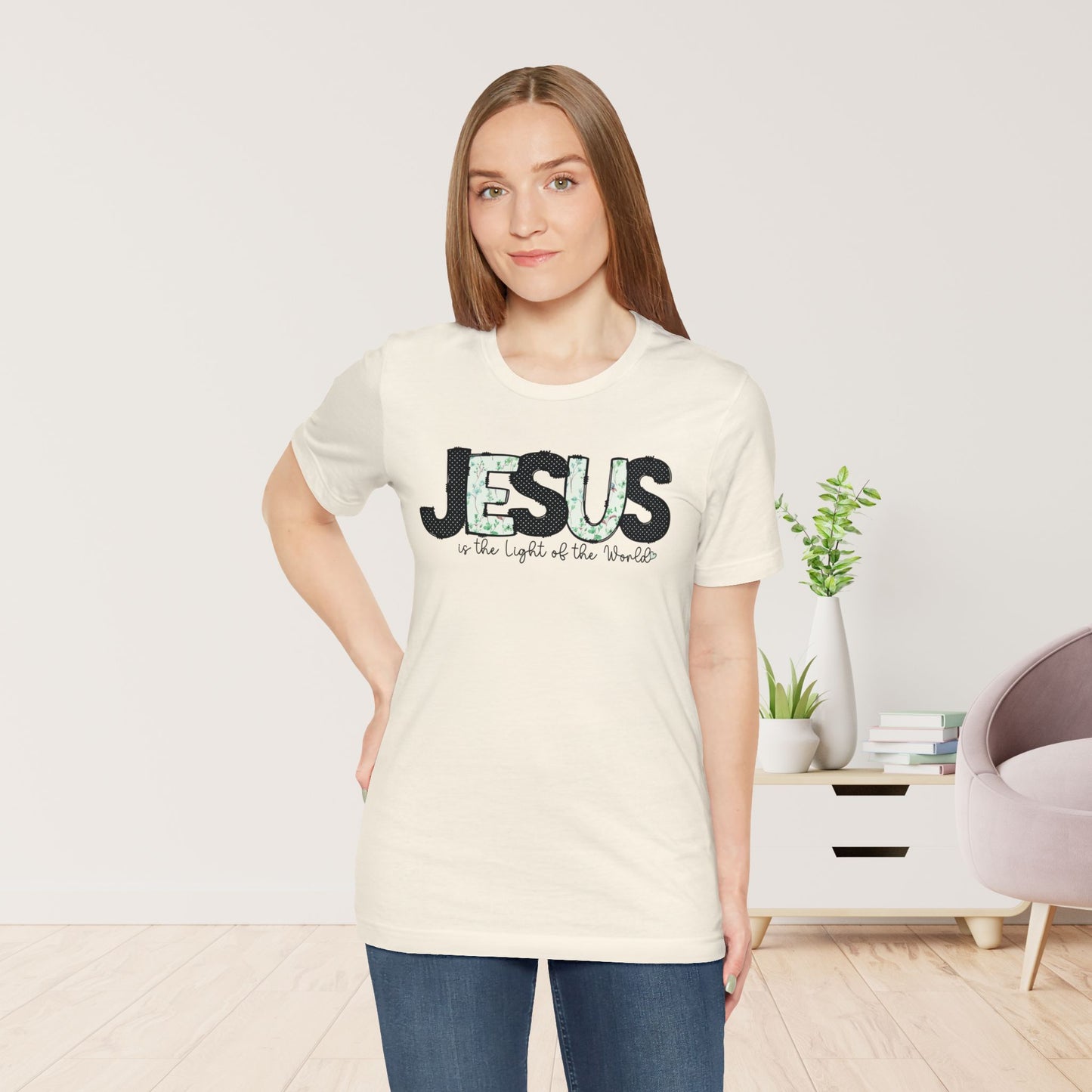 Jesus is the Light of the World Soft Cotton Tee - Christian Shirt