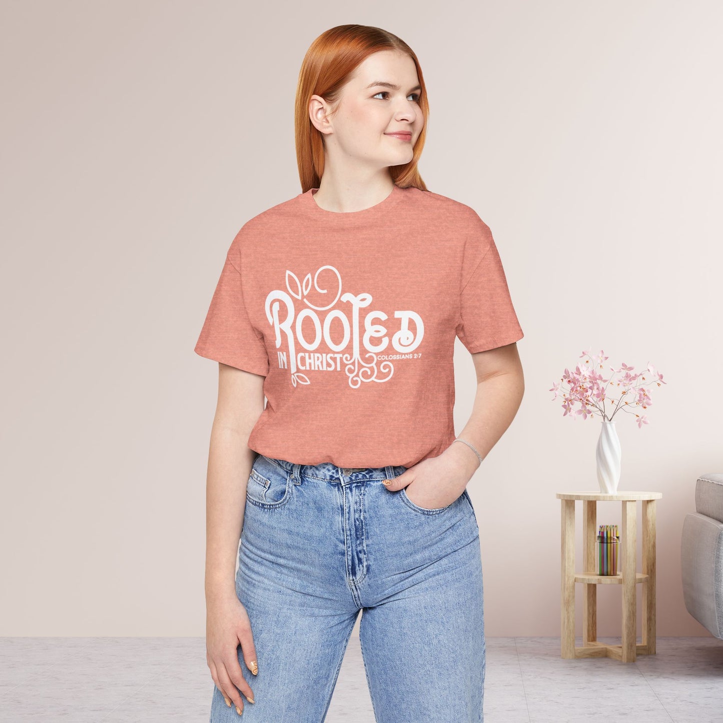 Rooted in Christ Shirt - Bible Verse Christian Soft Cotton Tee