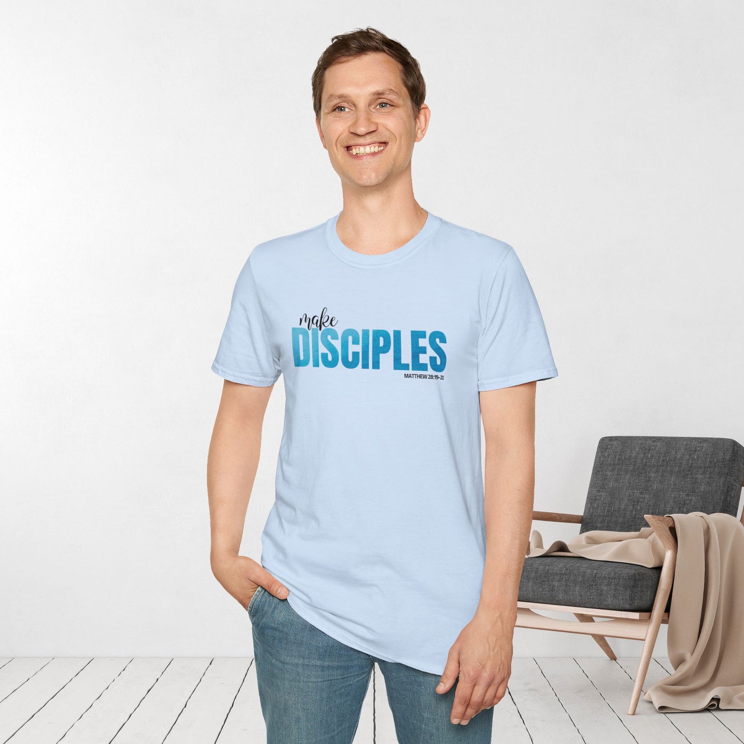 Make Disciples Softstyle T-Shirt - Matthew 28:19-20 Bible Verse Christian Tee