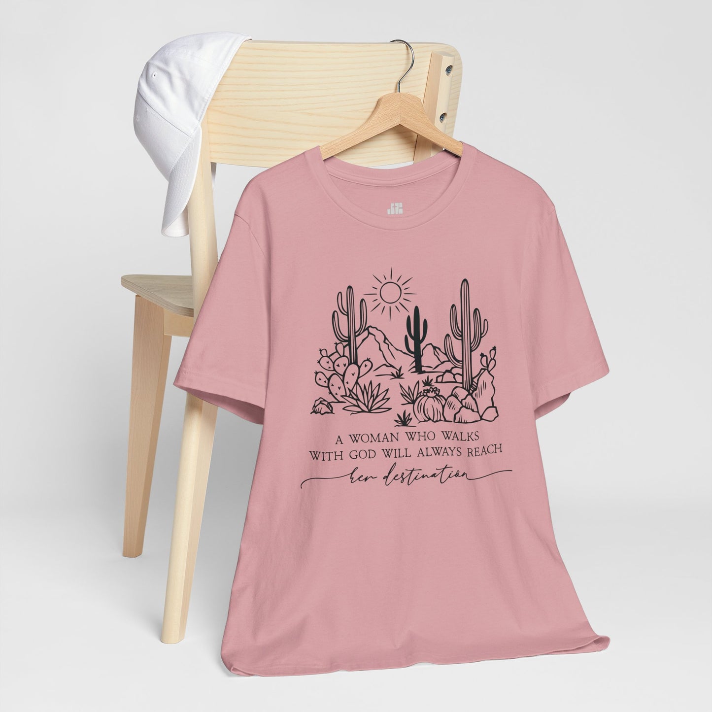 A Woman Who Walks With God Will Always Reach Her Destination Soft Cotton Tee - Christian T-shirt